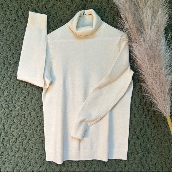 Talbots Ivory 100% Cashmere Turtleneck Sweater ✨ Flawless Condition ☁️ Size Lp - Picture 1 of 5